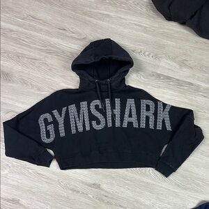 Gymshark Black Cropped Logo Hoodie